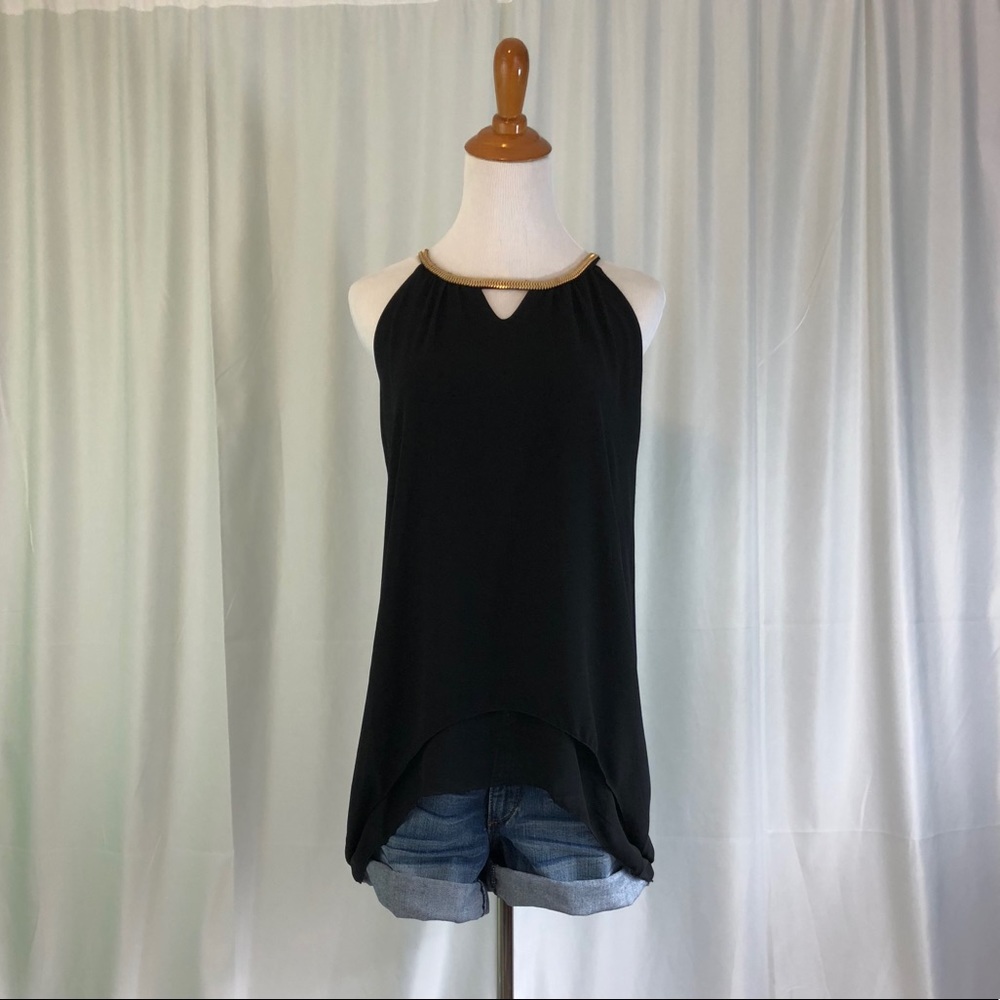 Gold Neckline Chiffon Blouse
